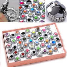 Punk Wholesale 10pc Mixed Steel Rhinestone Elastic Finger Rings Quartz Watch