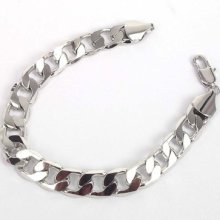 Quality 18k White Gold Plated Chain Bracelet, Men Gift