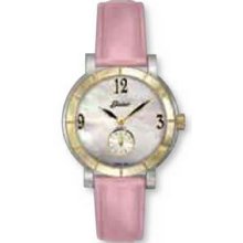 Quartzline Fashion Ladies Watch W/ Leather Strap & Mother Of Pearl Dial