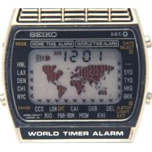 Rare New/nos Vtg. Digital Watch Lcd Unit For Seiko A239 World Timer (green Map)