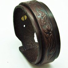 Real Chocolate Leather Bracelet Women's Leather Bangle Bracelet, Men's Leather Cuff Bracelet, Unisex Leather Bracelet FRZ0184