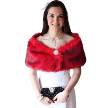 Red Chinchilla Faux Fur Wrap Fox