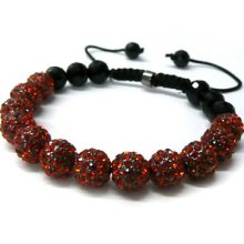 Red Stone Diamond Cz Disco Ball Iced Out Bracelet