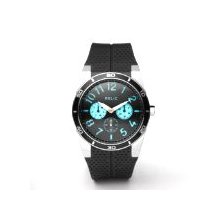 Relic By Fossil Jake Chronograph Watch Black Blue Dial Rubber Strap Zr15567