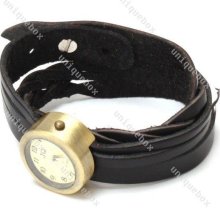 Retor Weave Wrap Around Leather Wristwatches Woman Men Quartz Watch Fashion Gift