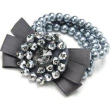 Ribbon-Detail Beaded Bracelet Grey - One Size