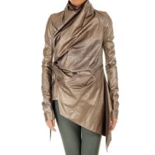 Rick Owens Woman Leather Jacket Sz 42 It Rp 8715/lg Col. Gold Made In Italy