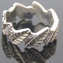 Ring Vintage Silver Oxidized Leaves Sterling 925 Size 6.25 Signed Goldilocks