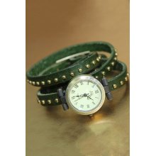 Riveted Bangle Watch-green