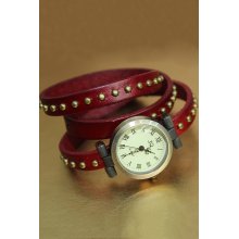 Riveted Bangle Watch-red