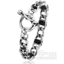 Rock Mens Punk Gothic Bracelet 316l Stainless Steel Skull Chain Brac