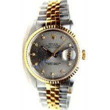 Rolex 1999 Like New Steel and Gold Datejust W/ Rolex Anniversary Diamond Dial - Box & Papers