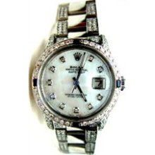 Rolex Datejust W/ Custom High Polish Diamond Band, MOP Dial, Lugs, w/ Diamond Bezel - 80's