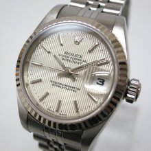 Rolex DateJust Wristwatch SS/WG Silver Ladies