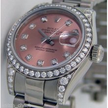 Rolex Lady President 18k White Gold Rose Pink Diamond 179159 Watchchest