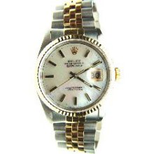 Rolex Like New Steel and Gold Datejust w/ Rarely Seen Custom Made MOP Dial w/ Stick Hour Markers 90s