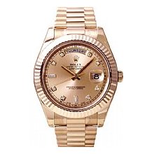 Rolex Mens Day-Date II Watch Rose Gold Unworn Pink Diamond Diall