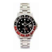 Rolex Men's GMT Master II Stainless Steel/Red & Black Insert Bezel