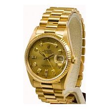 Rolex Men's President Yellow Gold Champagne Dial/Fluted Bezel PreOwned