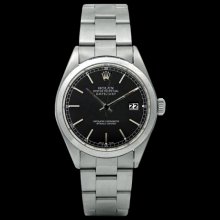 Rolex oyster date just watch black stick dial datejust rolex smooth bezel