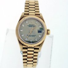 Rolex President, 18k Yellow Gold Diamond Ladies Watch.