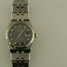 Rolex Stainless Steel, Rhodium Dial W/factory Diamonds, Oyster Quartz Datejust