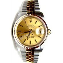 Rolex Unused 2004 Steel and Gold Classic Jubilee Men's Datejust w/ Champagne Dial Box