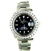 Rolex Unused Steel Classic Submariner w/ HUGE Approx 5 CT Diamond Custom Added Bezel - 04-05