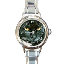 Round Italian Charm Watch from art painting Cat 277 tuxedo