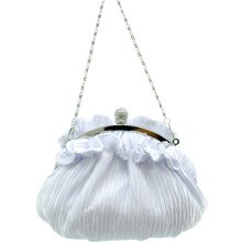 Ruffled evening bag w/ rhinestone accent