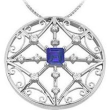 Sapphire and Diamond Pendant 14K White Gold - 1.75 CT TGW ...