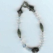 Sea Opal Glass and Bali-Style Sterling Silver Bracelet