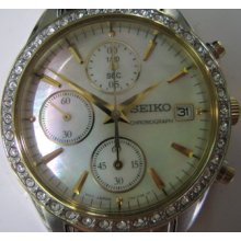 Seiko Lady's Watch Chrono Crystal Stainless S Hardlex Mop Dial Original Edition