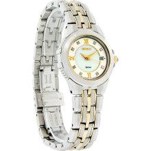 Seiko Le Grand Diamond Ladies Mop Dial Two Tone Dress Quartz Watch SXDA26