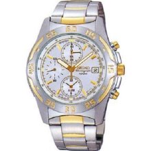 Seiko Men's Sna272 Alarm Chronograph Two Tone Watch