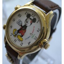 Seiko Mickey Mouse Men's Gold Quartz Watch w/ Alarm and Chime