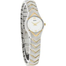 Seiko Quartz Ladies White Dial Two Tone Stainless Steel Dress Watch SUJ614