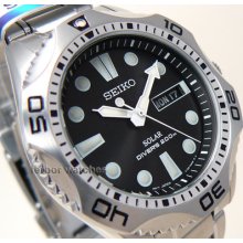 Seiko Solar Scuba Diver Stainless Steel Band Day Date 200 M Sne107p1