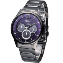 Seiko Spirit Solar Chronograph Shinobi Watch Black Purple Sbpy055g Made In Japan