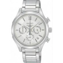 Seiko SSB017 Mens Stainless Steel Quartz Chronograph Silver Dial