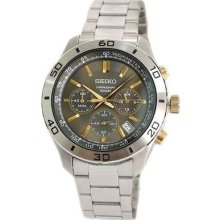 Seiko Ssb057p1 Men's Chronograph Watch Stainless Steel Gray Dial .