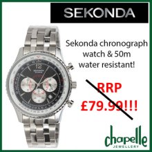 Sekonda Chronograph White Metal Date Dial Watch 3775