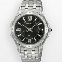 SGEF47 Seiko Men's Le Grand Stainless Steel Black Face Sport Watch Promotional