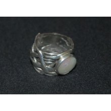 Silpada Oxidized Sterling Silver Coin Pearl Ring, Sz 7 - - R1542