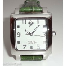 Silpada Sterling Silver Green Leather Watch T1341 Retired