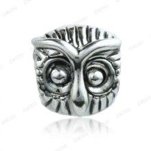 Silver OWL European Charm Bead fit European bracelet EB0025