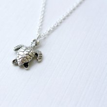 Silver Sea Turtle Necklace - Nautical, Ocean, Sea Jewelry - summer & spring jewelry