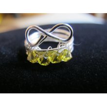 Silver wire wrapped infinity birthstone ring with topaz Swarovski crystals, NOVEMBER, can be made in any size