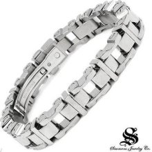 Simmons Jewelry Co 15mm Statement Stainless Steel Diamond Bracelet In Trunk