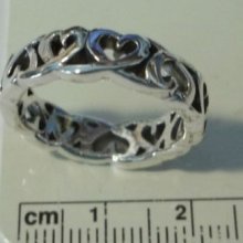 Size 7.75 Sterling Silver 5g Hearts Around Love Ring